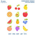 Mini Fruits Embroidery Design Bundle, Fruit Machine Embroidery File, Summer Kitchen Tea Towel Fruit Icons, Instant Download