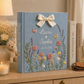 Custom Hand Embroidered Photo Album With Sleeves, Floral Wedding Keepsake Album, Linen Baby Memory Book, Anniversary Gift,Unique Photo Album