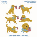 Golden Retriever Patriotic Embroidery Design Bundle, American Flag Dog Embroidery File, 4th of July Dog Machine File, Instant Download