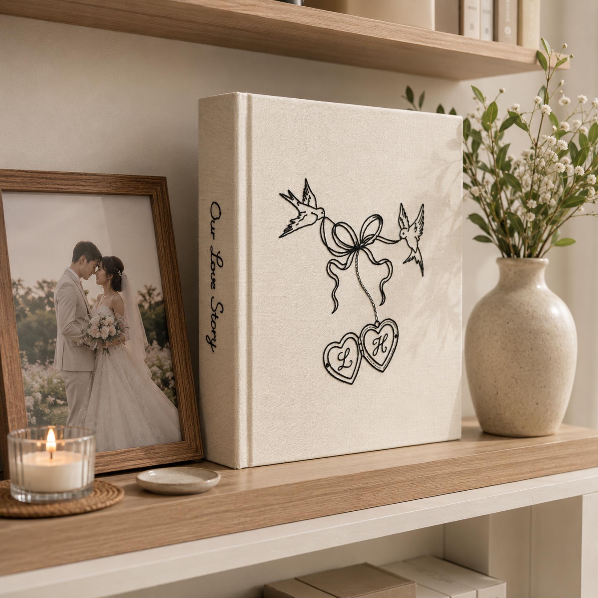 Hand Embroidered Photo Album With Sleeves, Embroidered Memory Book, Anniversary Gift, Unique Photo Album, Wedding Embroidered Photo Album