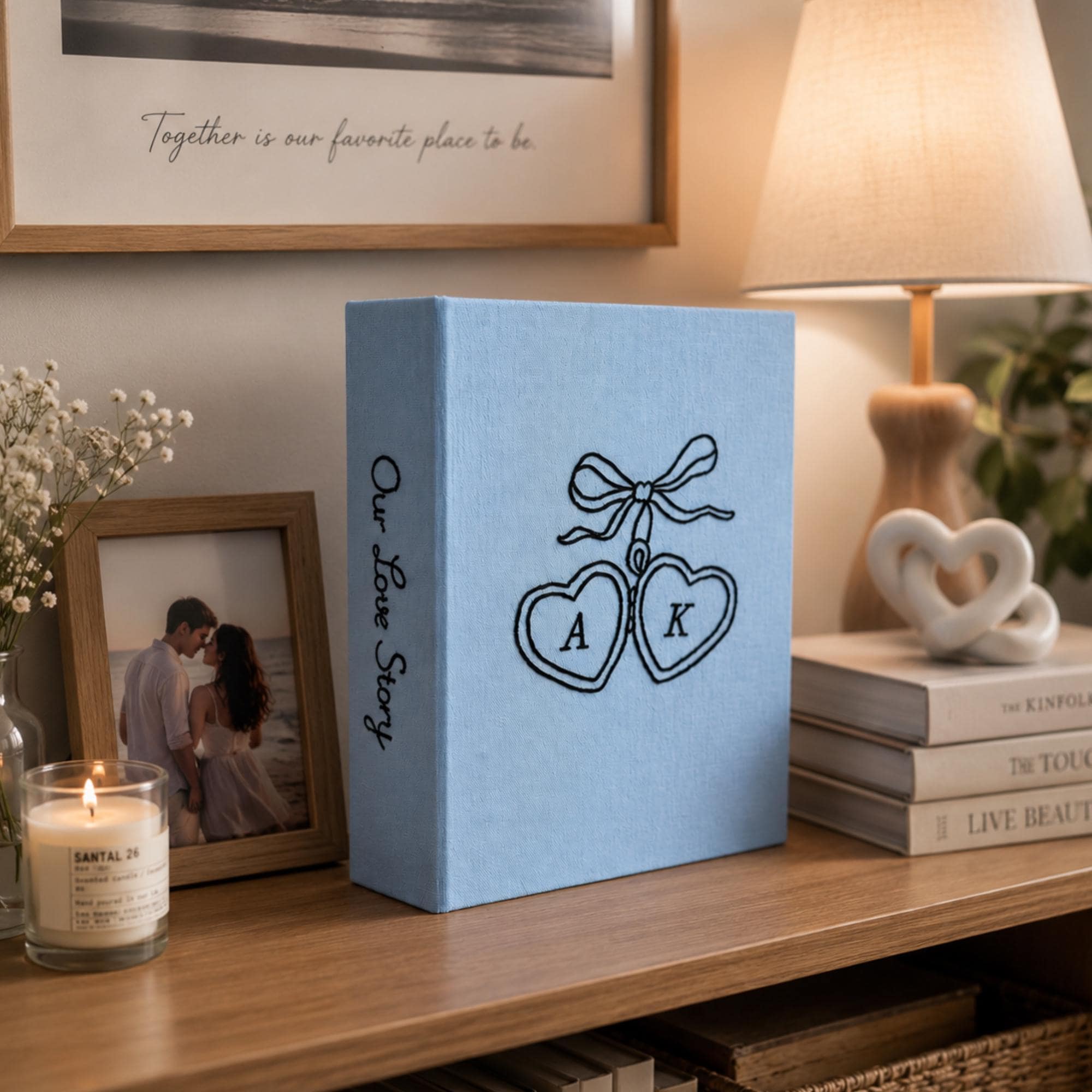 Hand Embroidered Photo Album With Sleeves, Embroidered Memory Book, Anniversary Gift, Unique Photo Album, Wedding Embroidered Photo Album