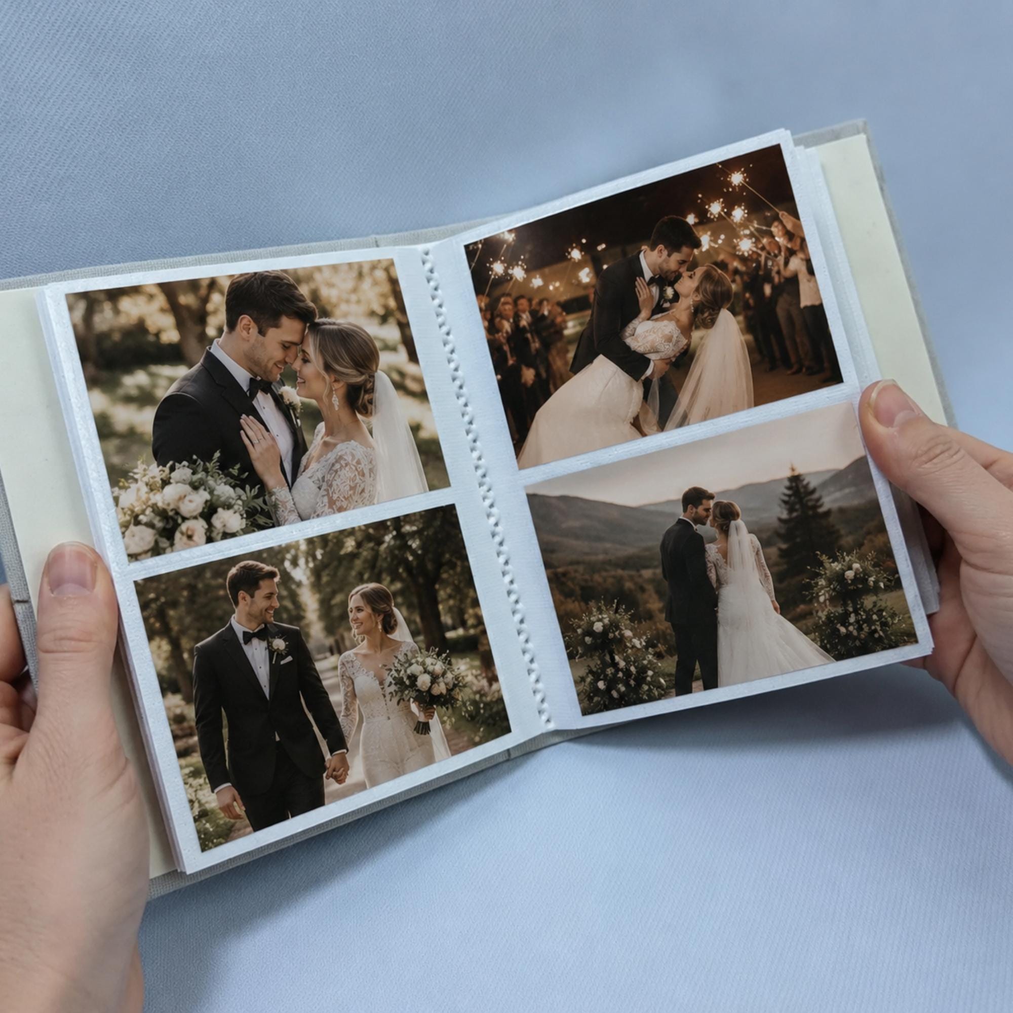 Hand-Embroidered Wildflower Linen Photo Album, Floral Wedding Keepsake Album, Wedding Memory Book, Bride Groom Gift, Anniversary Photo Book