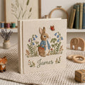 Bunny Hand Embroidered Baby Photo Album, Personalized Baby Memory Book, Custom Name Keepsake, Floral Nursery Gift