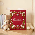 Floral Baby Photo Album, Personalized Hand Embroidered Baby Memory Book, Custom Nursery Keepsake Gift With Name