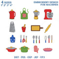 Kitchen Utensils Embroidery Design Bundle, Cooking Tools Embroidery File, Baking Kitchen Machine Embroidery, Tea Towel Instant Download