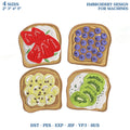 Fruit Toast Embroidery Design Bundle, Breakfast Toast Embroidery File, Strawberry Blueberry Banana Machine Embroidery Download