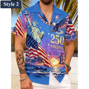 Vintage 250 Years of America Hawaiian Shirt, Patriotic Eagle Liberty 1776-2026 AOP Hawaii Shirt 685177 WFD