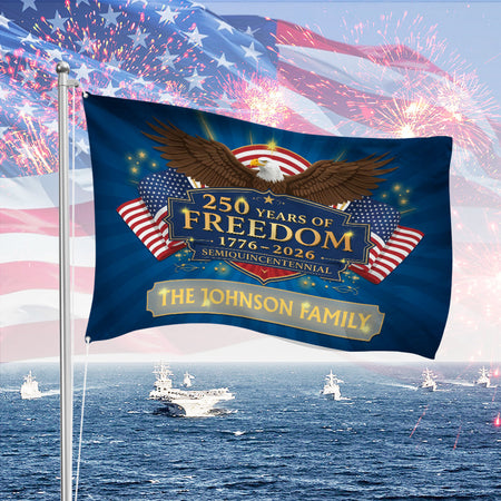 Personalized Family Name 250 Years Of Freedom Semiquincentennial Banner House Flag TH10 898423