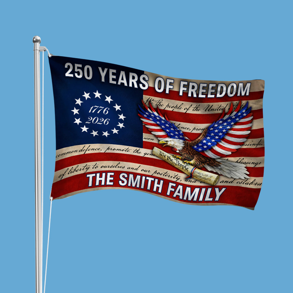Custom Family Name USA 250 Years of Freedom House Flag HO82 901602