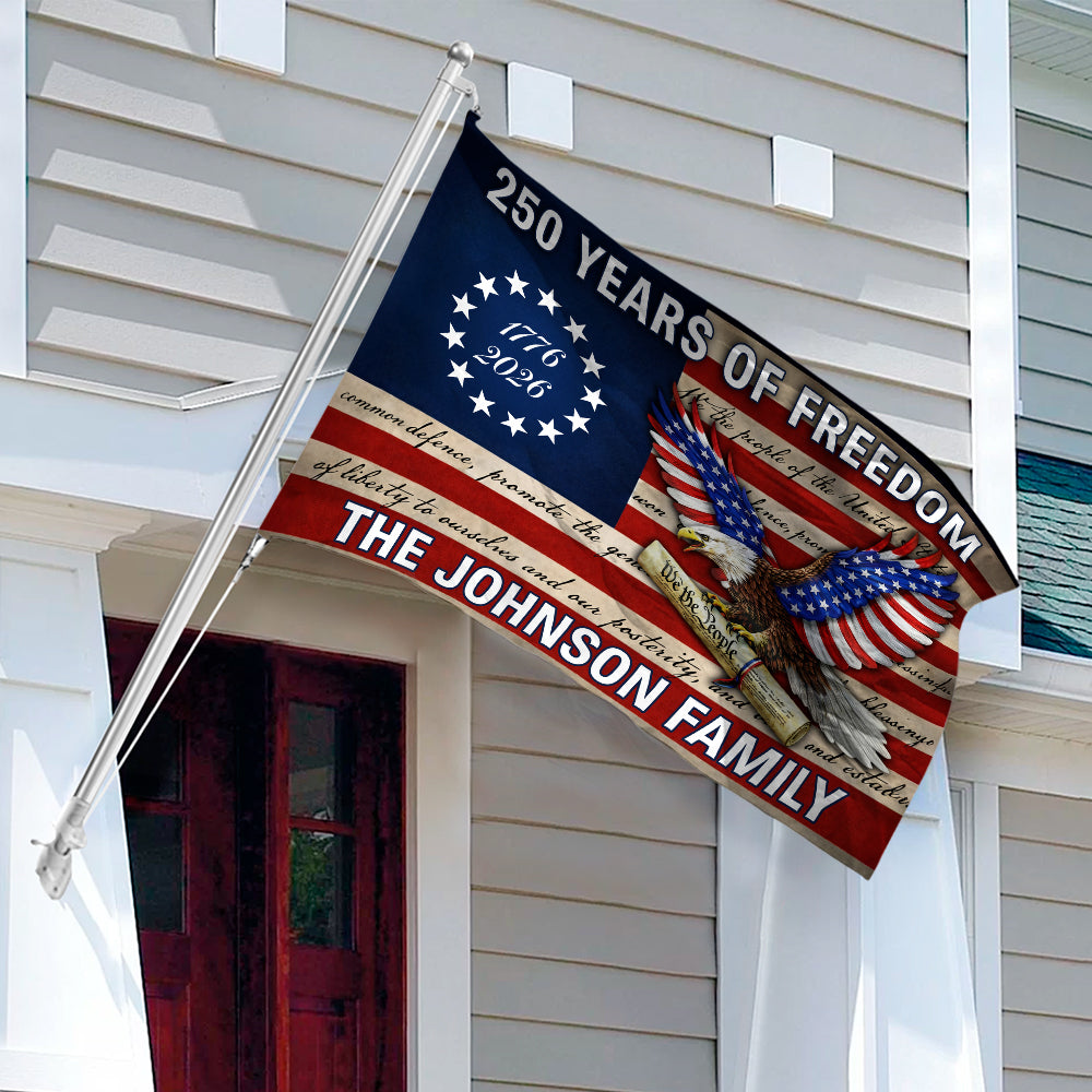 Custom Family Name USA 250 Years of Freedom House Flag HO82 901602