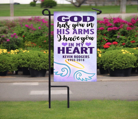 Personalized God Has You Memorial Garden or Cemetery Flag