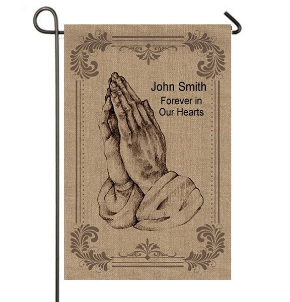 Personalized Praying Hand Garden or Cemetery Flag