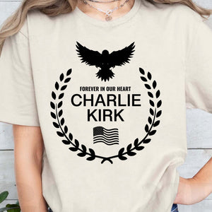 Charlie Kirk Memorial Sweatshirt | Forever In Our Heart Tribute Pullover | Conservative Free Speech Sweater | Human Rights Apparel 682923