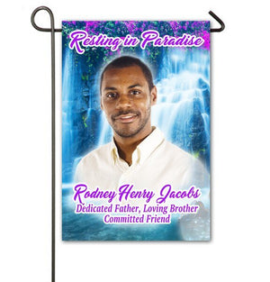 Waterfall Personalized Memorial Garden Flag