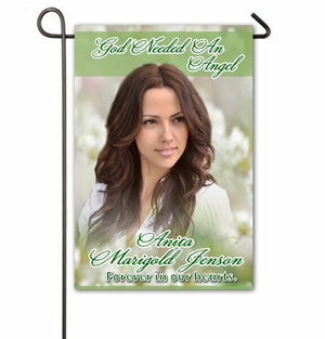 White Flowers Personalized Memorial Garden Flag
