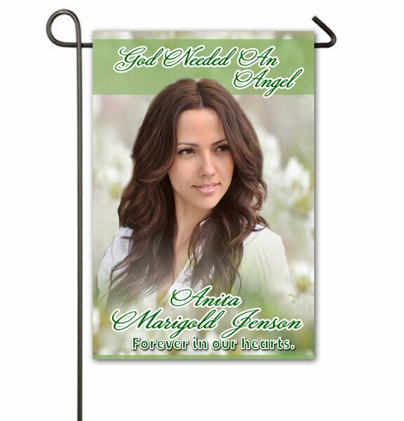 White Flowers Personalized Memorial Garden Flag