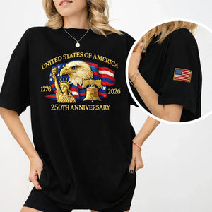 Bald Eagle United States Of America 250th Anniversary Sleeve Tee Shirt